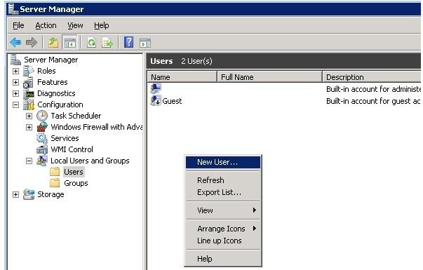 Windows Server 2008: создание нового пользователя