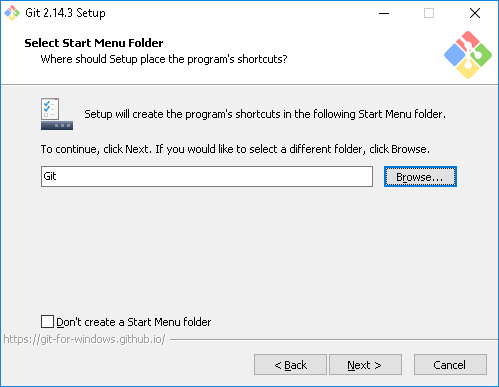 Select Start Menu Folder