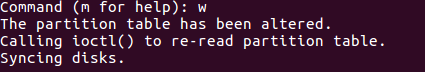 The partition table has been altered