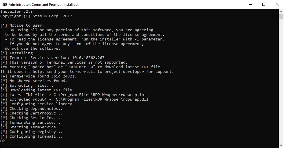 Установка rdpwrapper в windows 10