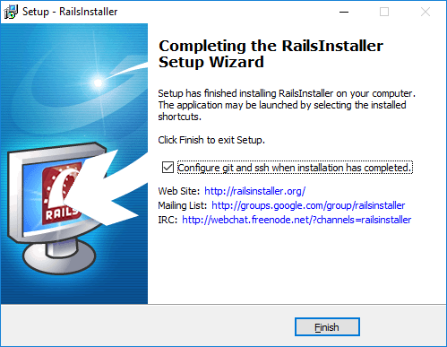 Completing the RailsInstaller