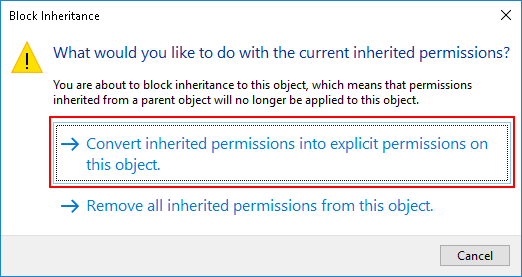 Block inheritance