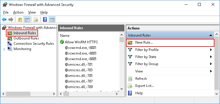 Inbound rules