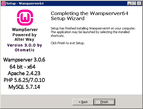 finish setup wampserver